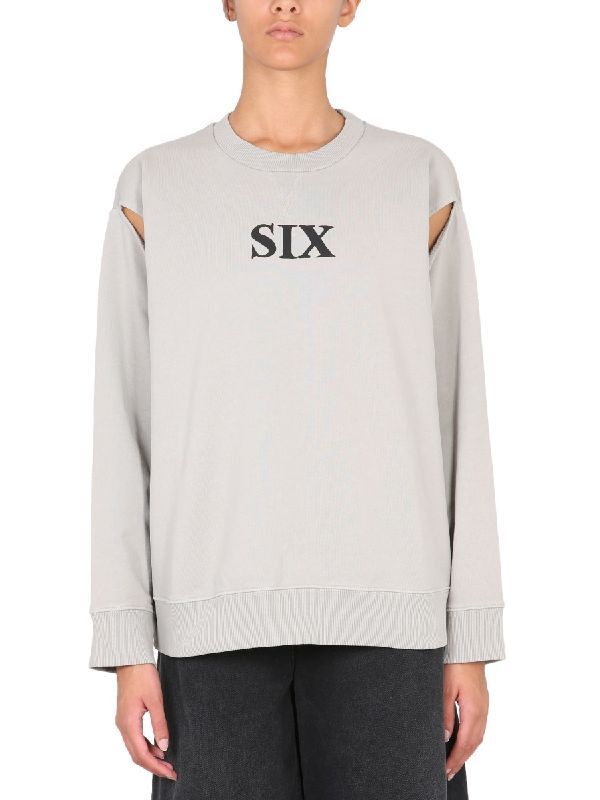 Six Printed Cut-Out Sweatshirt