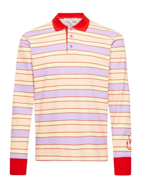 Anchor Logo Embroidery Stripe
  Cotton Polo Shirt