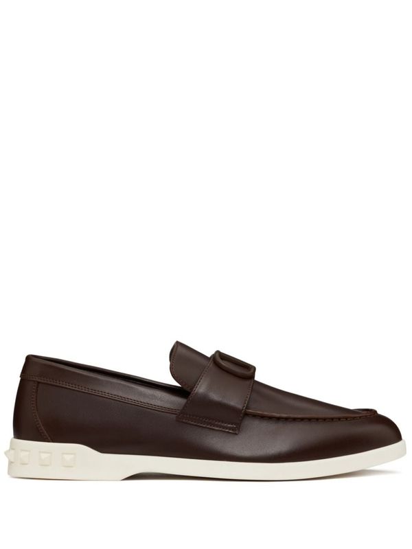 V Logo Leather Loafer