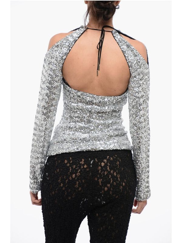 Zane Cutout Sequin Long-Sleeve Top