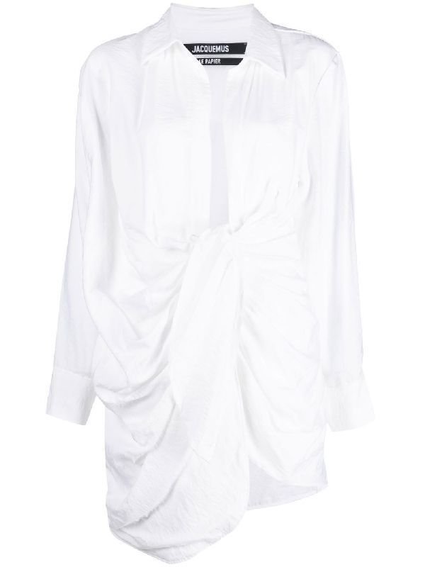 JACQUEMUS - Bahia Drape Shirt Dress - Jente