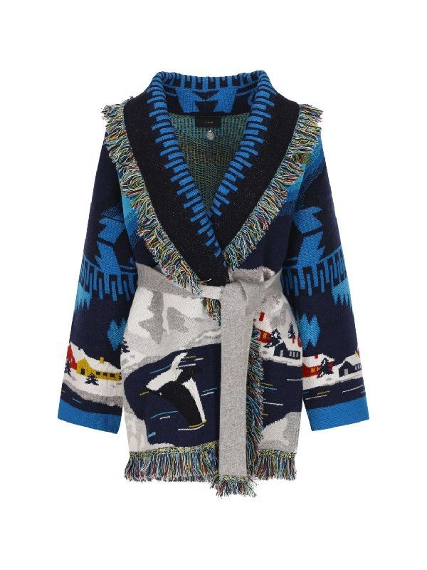 Surfer Jacquard Fringe Cardigan