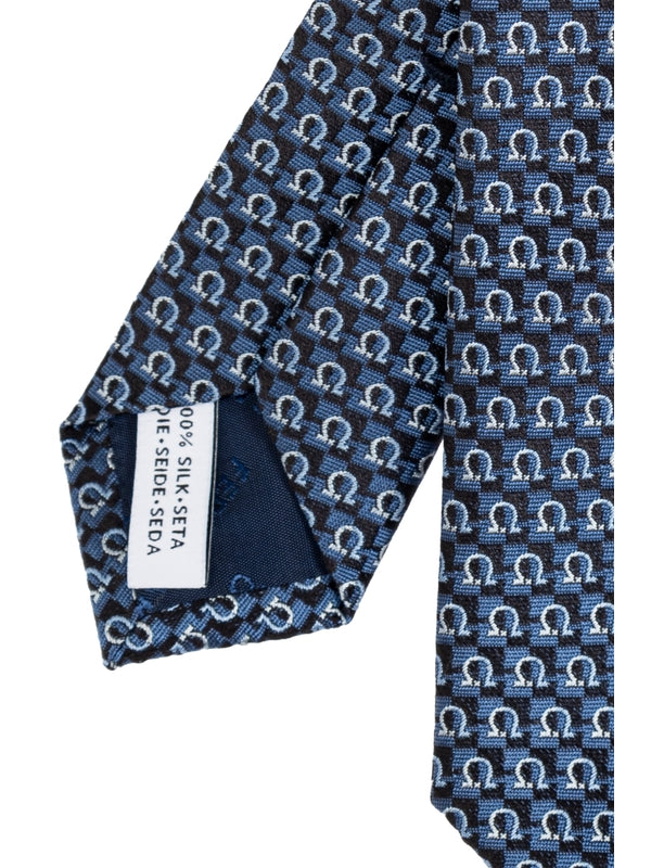 Gancini Pattern Silk Tie