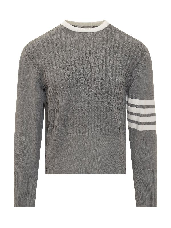 4-Bar Crewneck Cable Knit