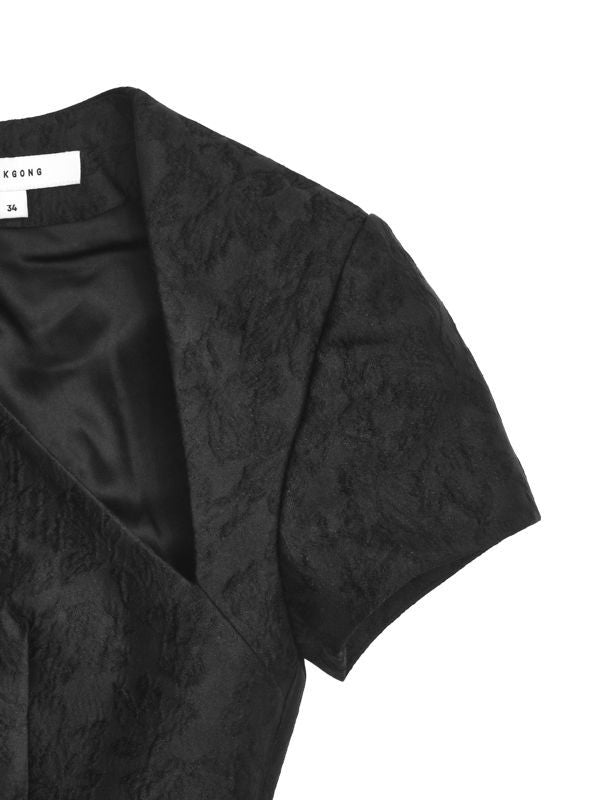 Slant Collar Fitted Blouse Top