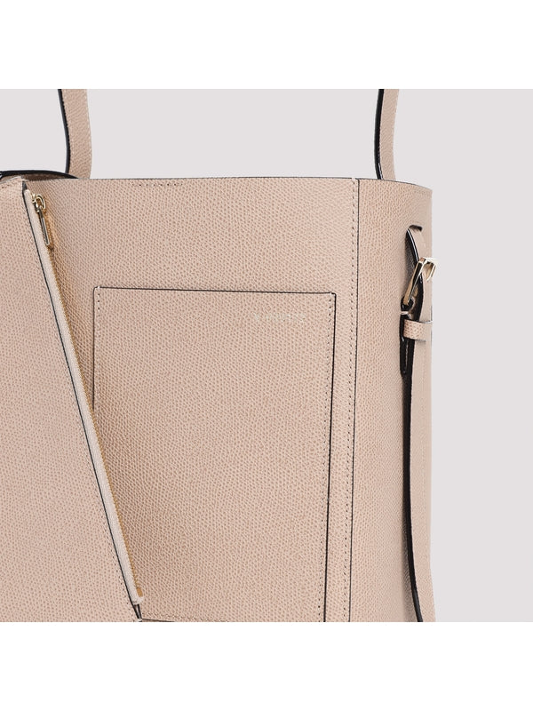 Pocket Detail Calfskin Small Bucket Bag