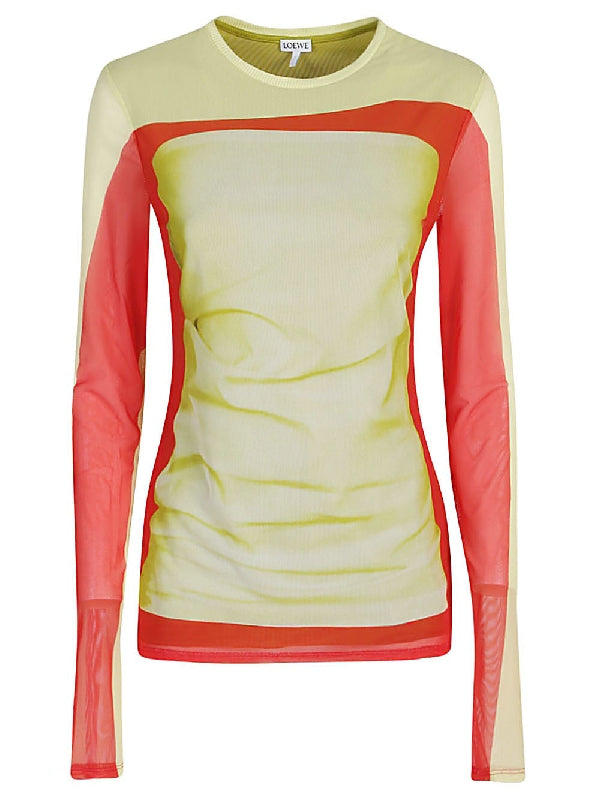 Bicolor Mesh Tulle Jersey Top