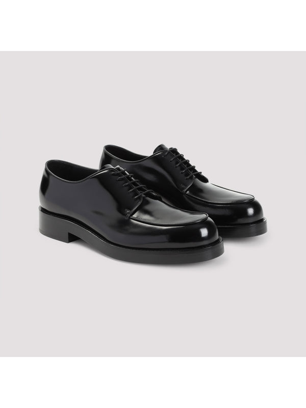 Triangle Logo Brushed Calfskin Lace-Up Shoes