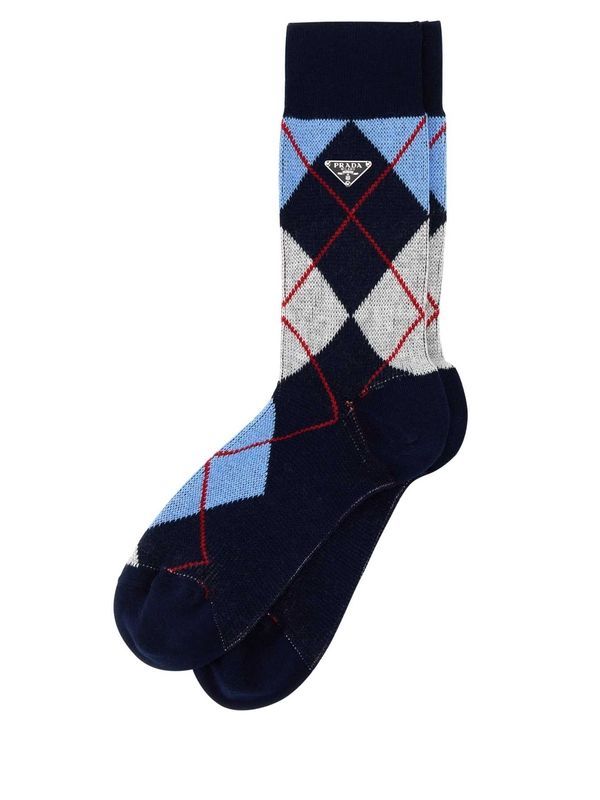 Triangle Logo Argyle Cotton Socks