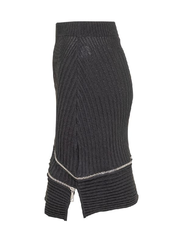 Zipper Detail Banding Knit Skirt