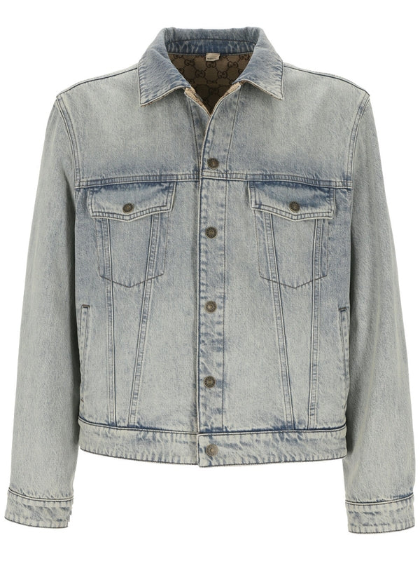 GG Pattern Reversible Denim Jacket