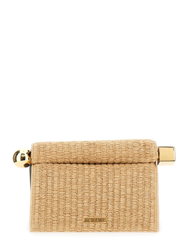 ROND CARRE Raffia-effect Clutch Bag