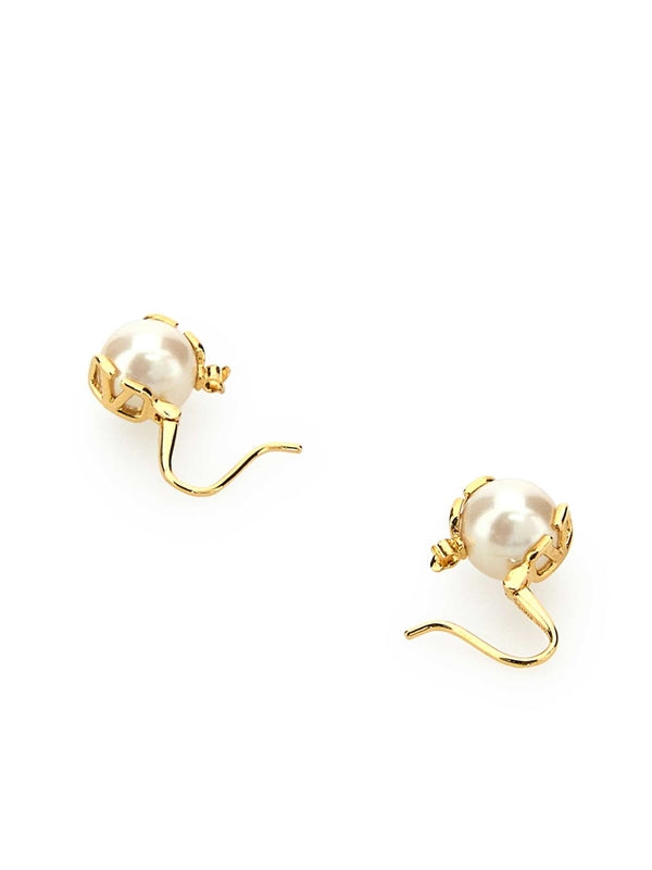 V Logo Pearl Earrings