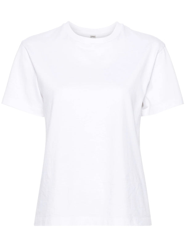 ホワイトコットンクルーネックTシャツ