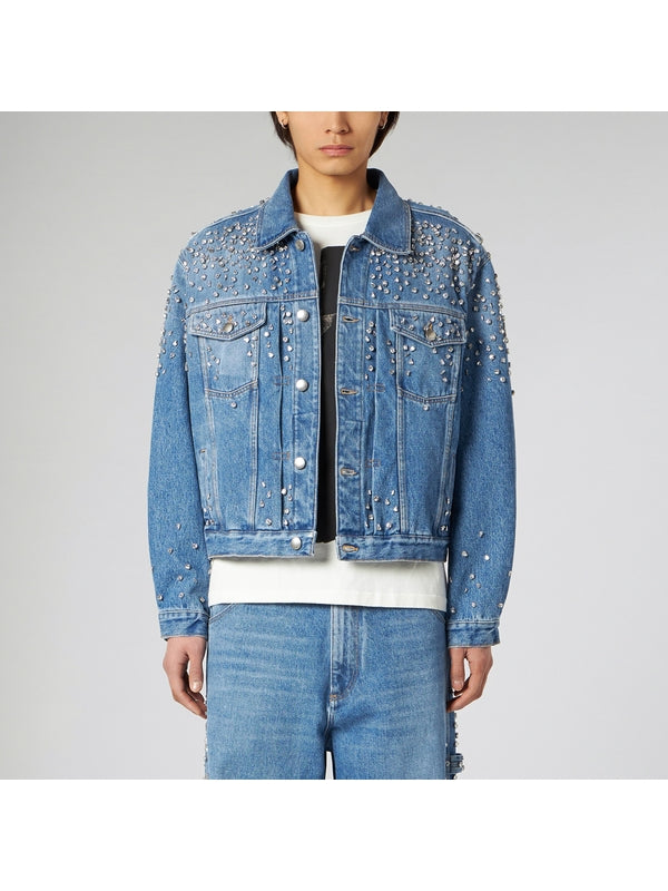 Crystal Embellished Trucker Denim Jacket