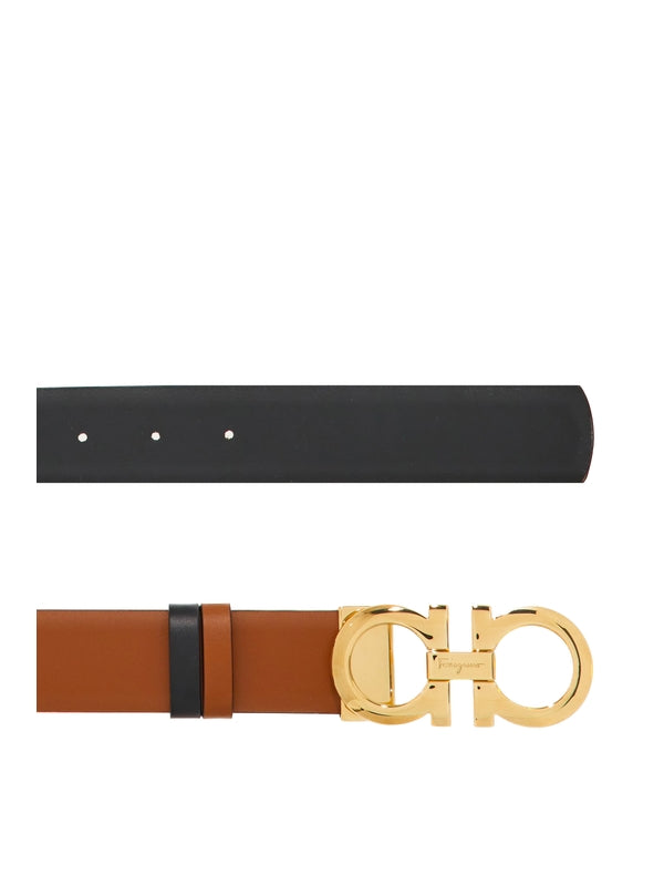 Gancini Buckle Reversible Leather Belt