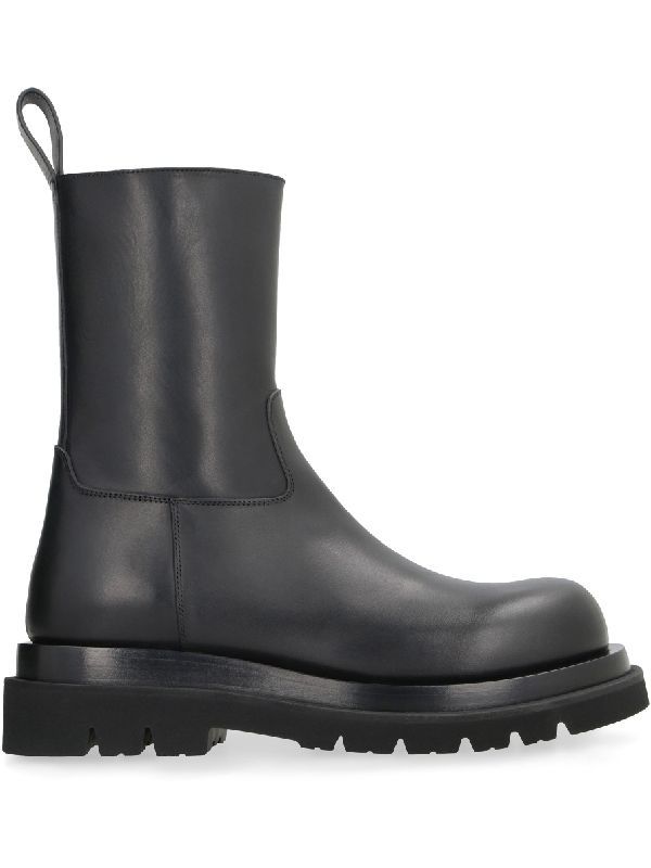 Black Calfskin Rug Boots