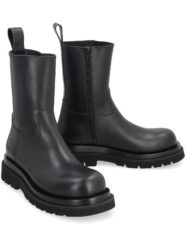 Black Calfskin Rug Boots