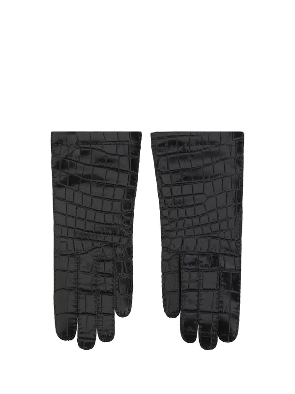 Logo Patch Crocodile Effect
  Leather Gloves