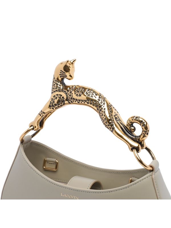 Cat Handle Logo Leather Tote Bag