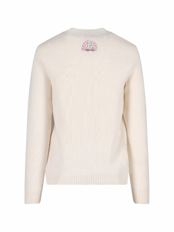 Swan Logo Embroidery Knit Top