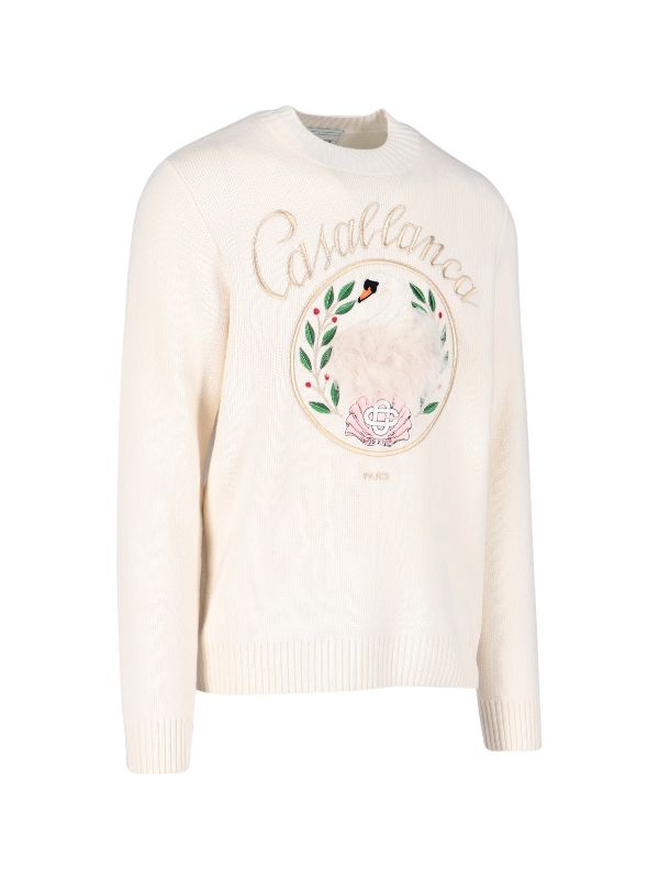 Swan Logo Embroidery Knit Top