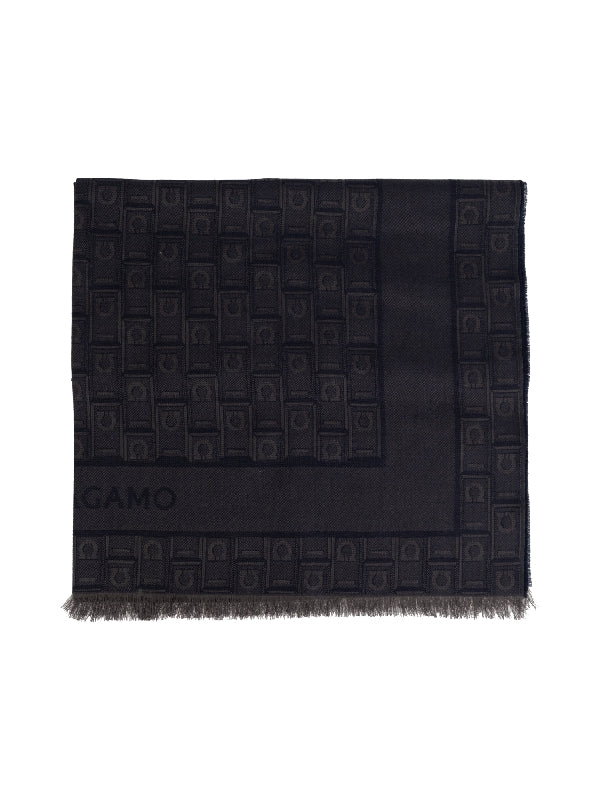 All-Over Gancini Logo Wool
  Silk Scarf