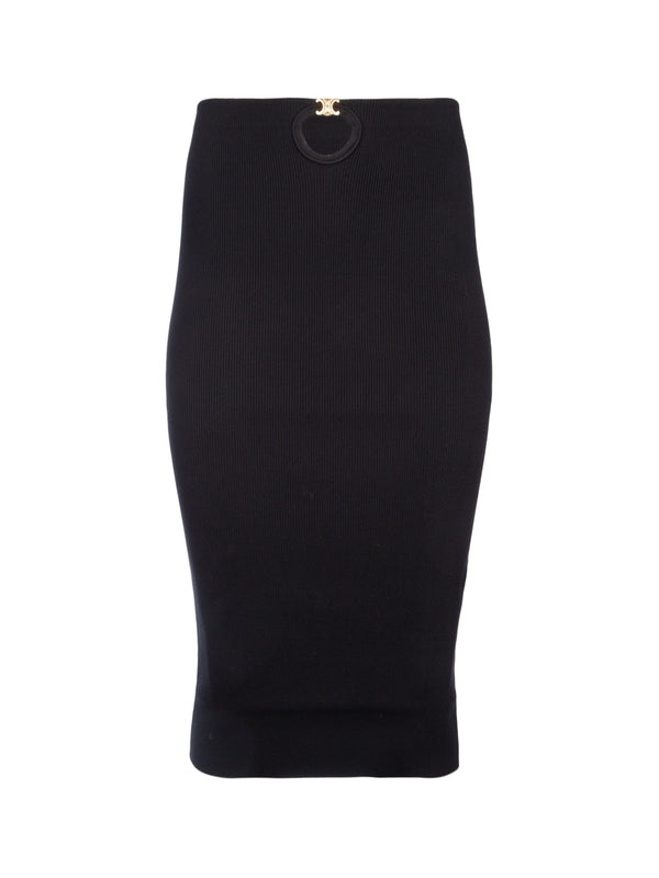 Triomphe Detail Silk Cotton Skirt