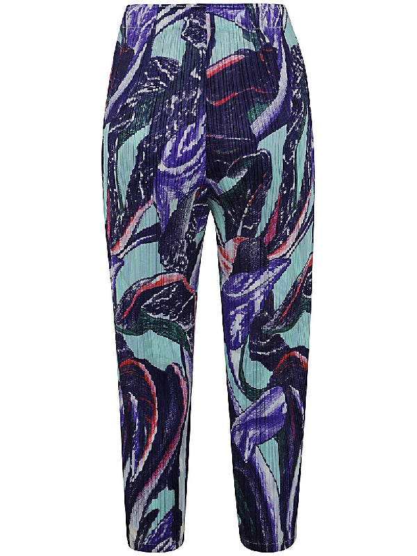 Pattern Printed Pleated Pants