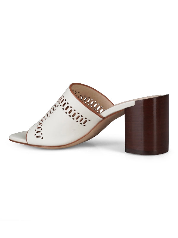 Cutout Chain Leather Band Mule Heel