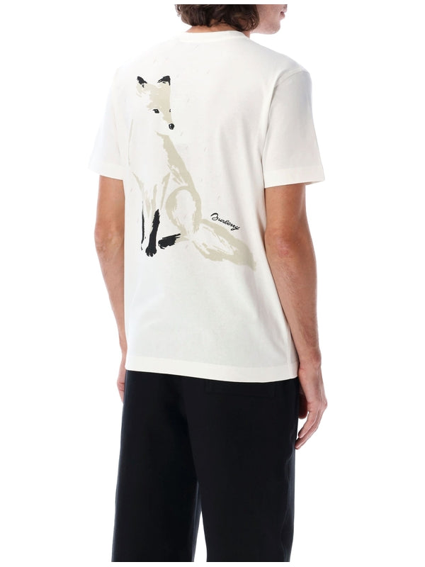 BURBERRY - Back Animal Logo Printing
  Cotton Short Sleeve T-Shirt - Jente