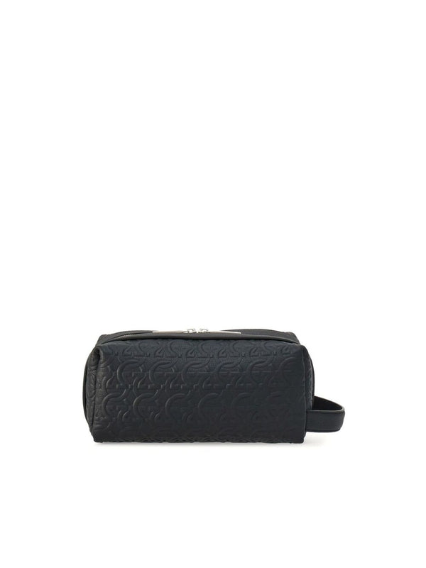 Gancini Pattern Leather Pouch Bag