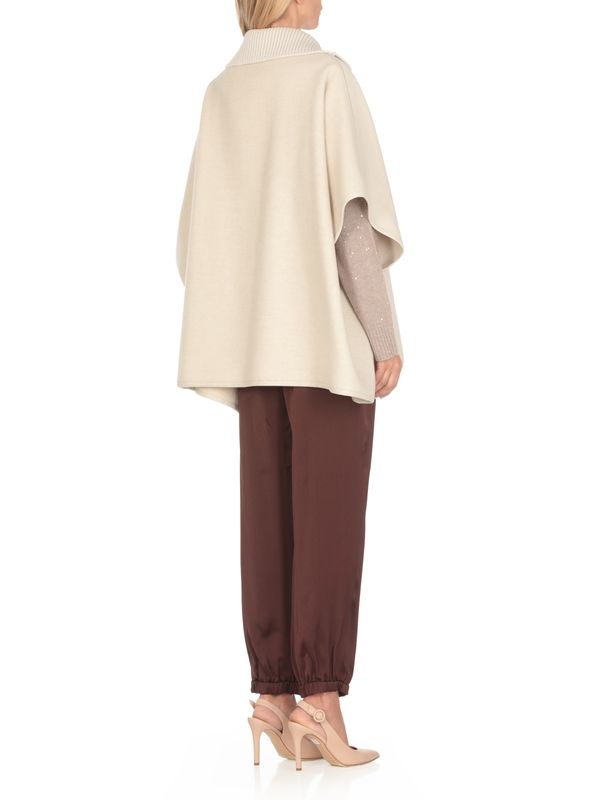 Beige Wool Blend Cape