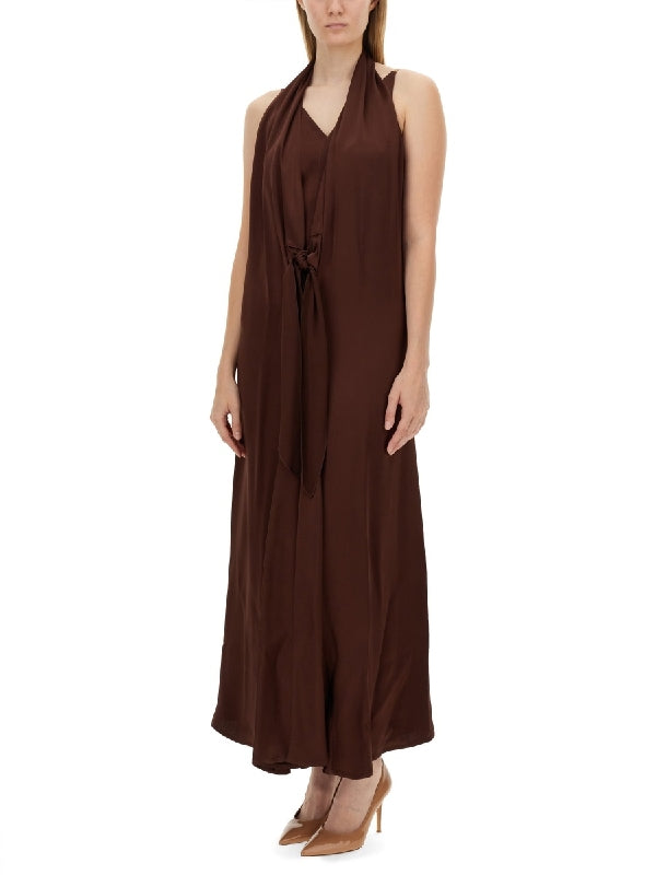 Brown Silk Long Dress