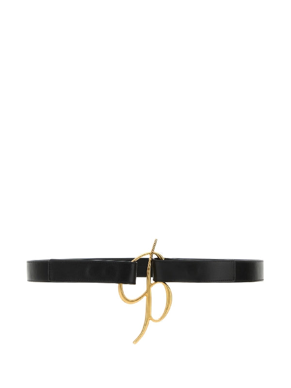 Monogram Buckle Leather Belt