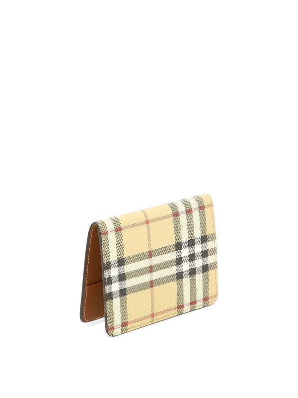 Vintage Check Fabric Leather Cardholder