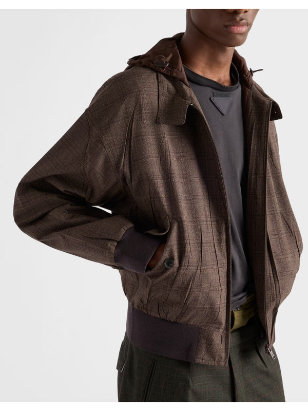 Check Wool Hoodie Jacket