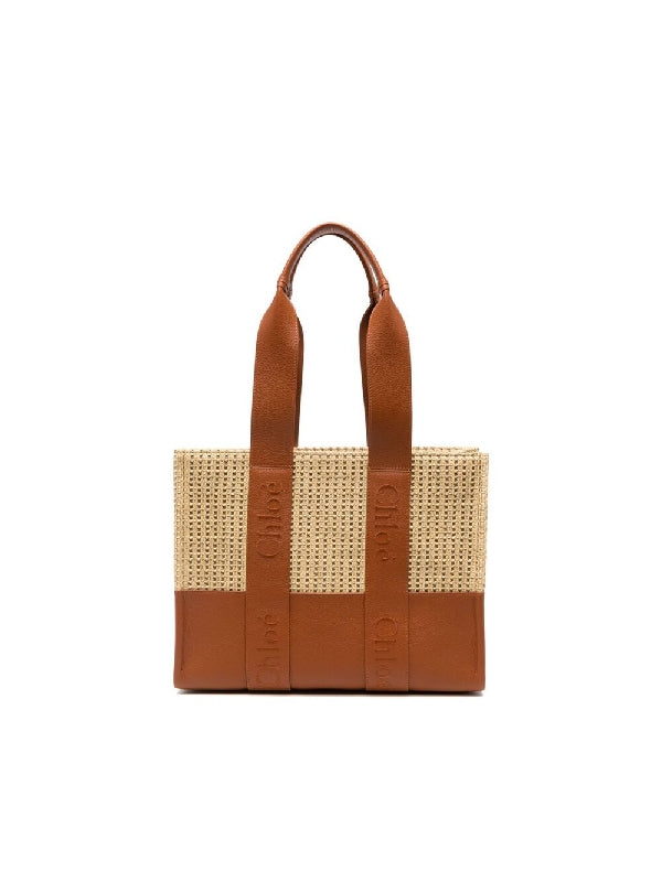 Woody Raffia Tote Bag