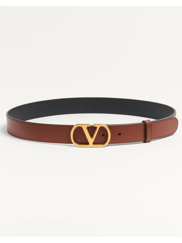 V Logo Leather Belt