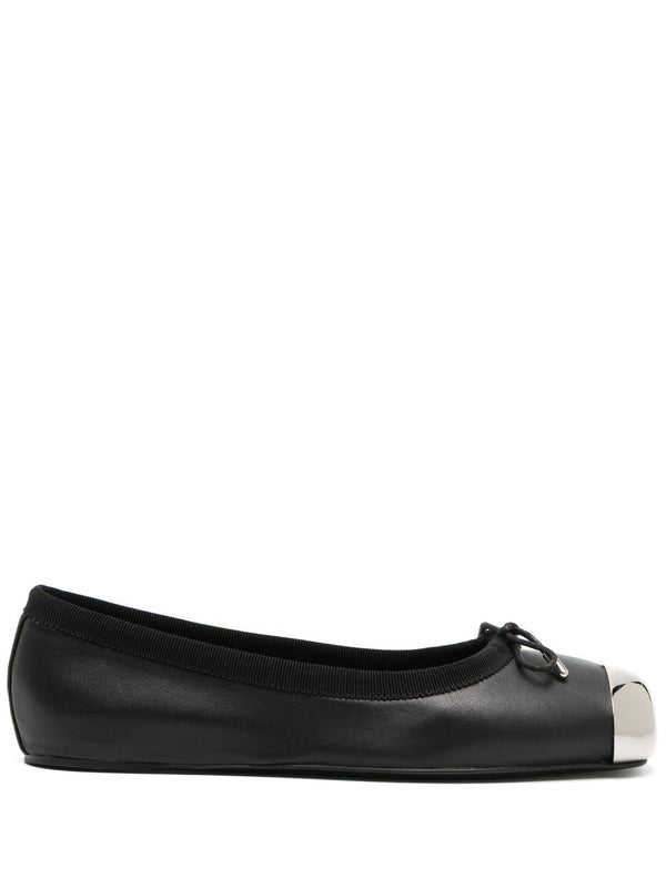 Metal Toe Leather Ballerina Flats