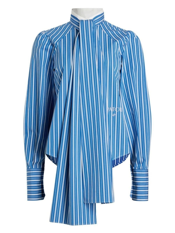 Scarf Neck Stripe Shirt