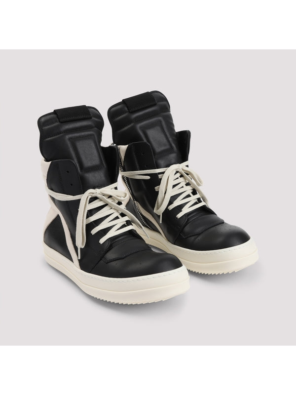 Zipper Detail Leather High Top Sneakers