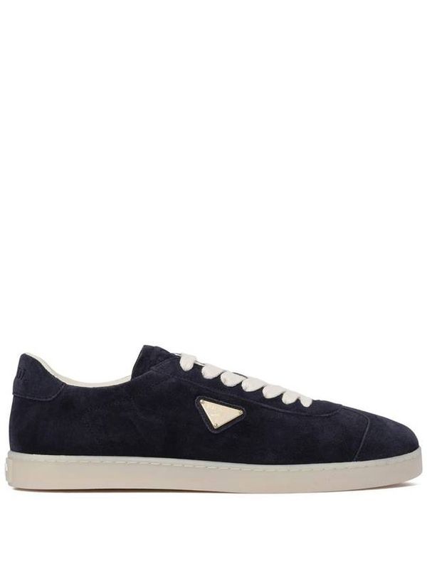 Triangle Logo Suede Low Top Sneakers