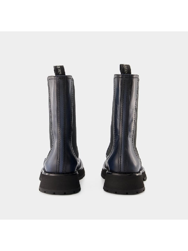 Biker Leather Chelsea Boots