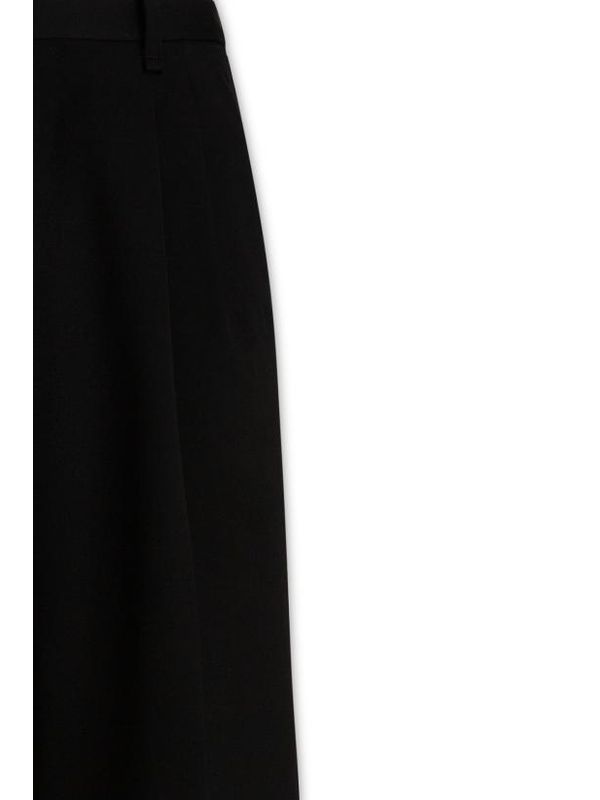 Black One Pleat Wide Pants