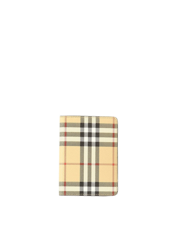 Vintage Check Fabric Leather Cardholder