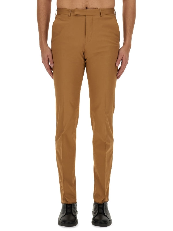 Brown Cotton Tailored Pants