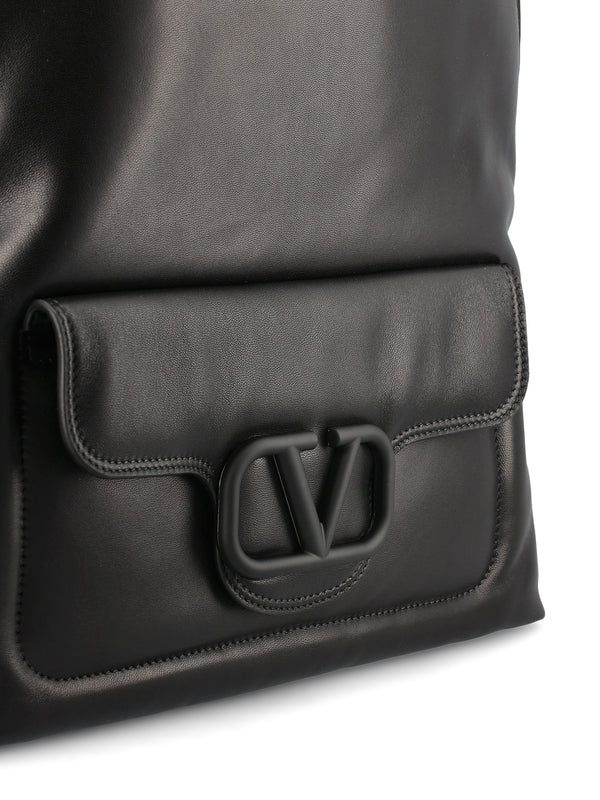 V Logo Embossing Lambskin Backpack