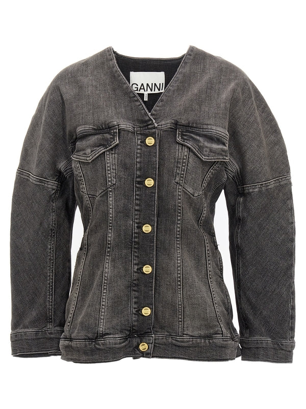 GANNI - Collarless
  Denim Jacket - Jente