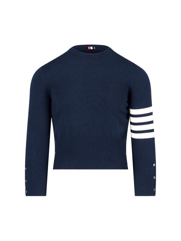 4-Bar Cashmere Pullover Short Knit